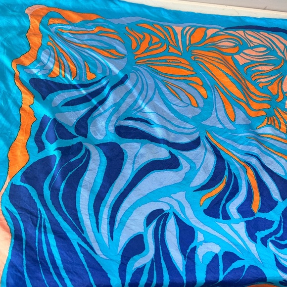 Silk Blue and Orange Scarf - Picture 6 of 16
